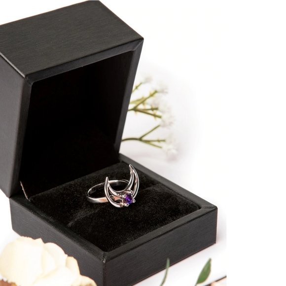 ♡ ROGUE + WOLF Mirror Stainless Steel Ring Rhea 925 Silver Amethyst Stone Purple - Picture 6 of 12